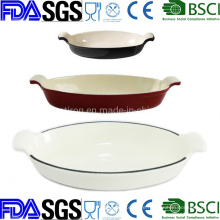 Customized Color Enamel Oval Cast Iron Baking Dish Gratin